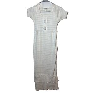 Vintage Mosquito by Resort Wear White Cotton Dress Small Made in USA‎ Ribbed